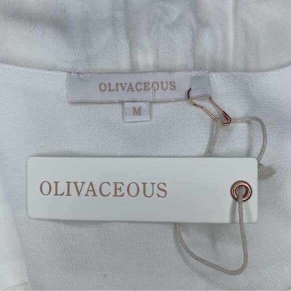 Olivaceous NWT Bodysuit Bell Pleated Long Sleeve White Two Snap Buttons Size M - Picture 10 of 12